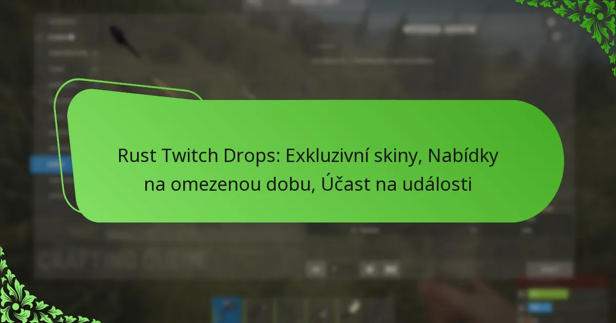 Rust Twitch Drops: Exkluzivní skiny, Nabídky na omezenou dobu, Účast na události